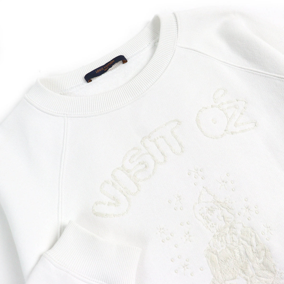 Excellent LOUIS VUITTON sweat Wizard of Oz LV Circle Logo Metal White Ivory cotton