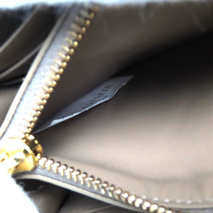 Excellent BOTTEGAVENETA Purse INTRECCIATO Flap Wallet Bifold Wallet Brown