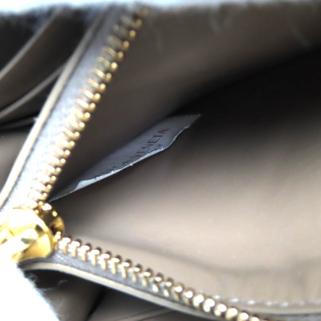 Excellent BOTTEGAVENETA Purse INTRECCIATO Flap Wallet Bifold Wallet Brown
