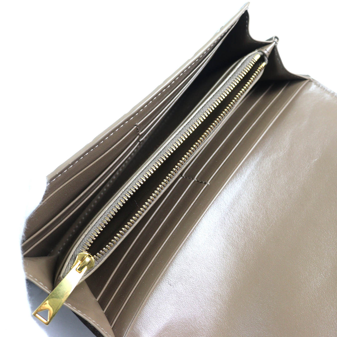 Excellent BOTTEGAVENETA Purse INTRECCIATO Flap Wallet Bifold Wallet Brown