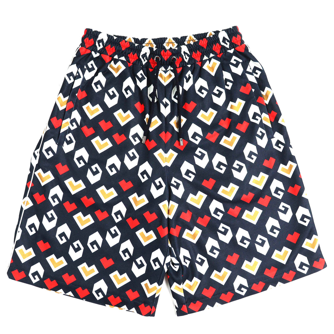 Pristine GUCCI Shorts All-over pattern shorts Navy white red polyester mens XS