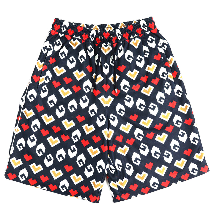 Pristine GUCCI Shorts All-over pattern shorts Navy white red polyester mens XS