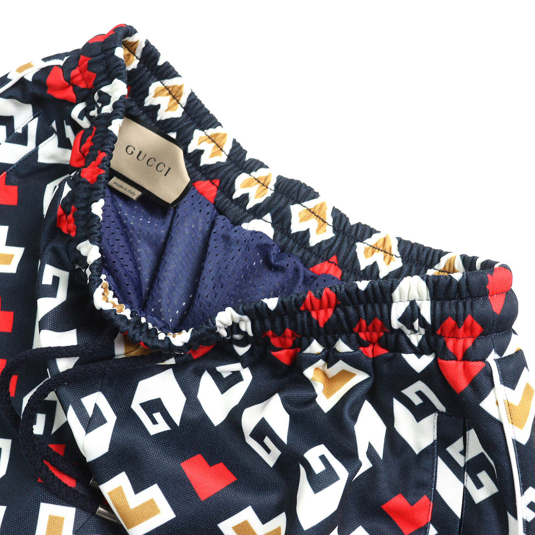 Pristine GUCCI Shorts All-over pattern shorts Navy white red polyester mens XS