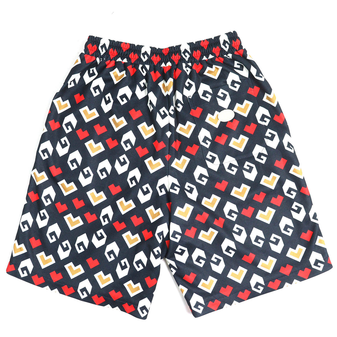 Pristine GUCCI Shorts All-over pattern shorts Navy white red polyester mens XS