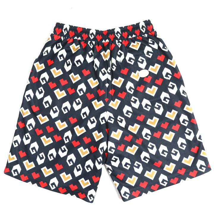 Pristine GUCCI Shorts All-over pattern shorts Navy white red polyester mens XS