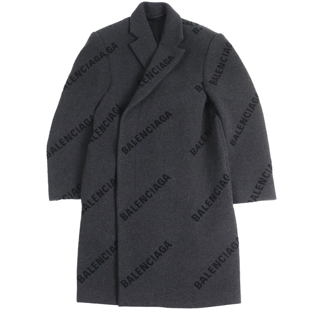 BALENCIAGA coat SHIFTED COAT Charcoal gray black cashmere mens 46 595272