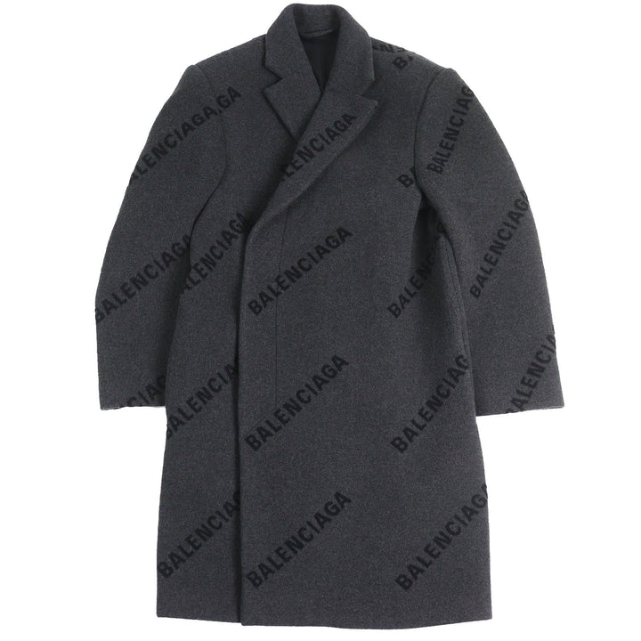 BALENCIAGA coat SHIFTED COAT Charcoal gray black cashmere mens 46 595272