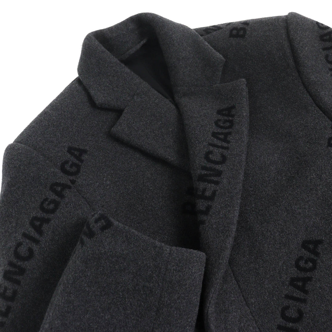 BALENCIAGA coat SHIFTED COAT Charcoal gray black cashmere mens 46 595272