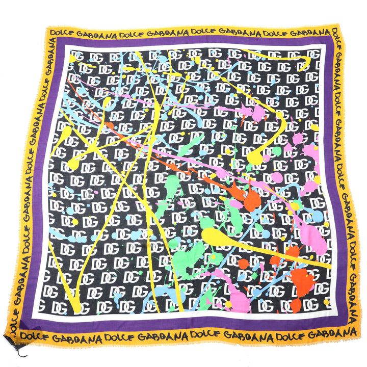 Pristine DOLCE&GABBANA Stall Black tag mini fringe shawl multicolor Modal