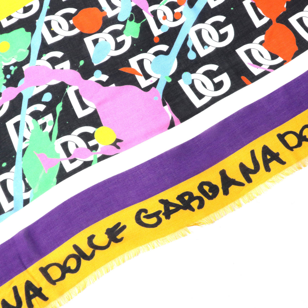 Pristine DOLCE&GABBANA Stall Black tag mini fringe shawl multicolor Modal