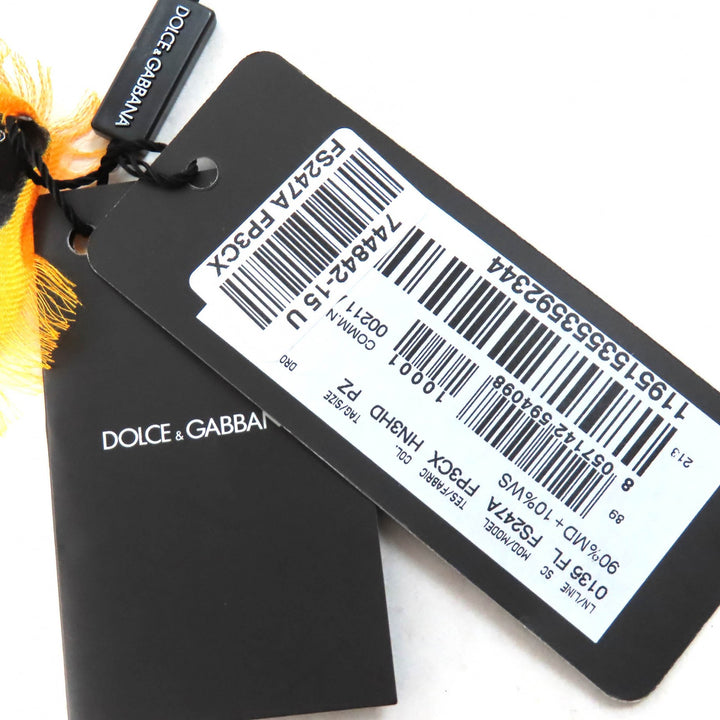 Pristine DOLCE&GABBANA Stall Black tag mini fringe shawl multicolor Modal
