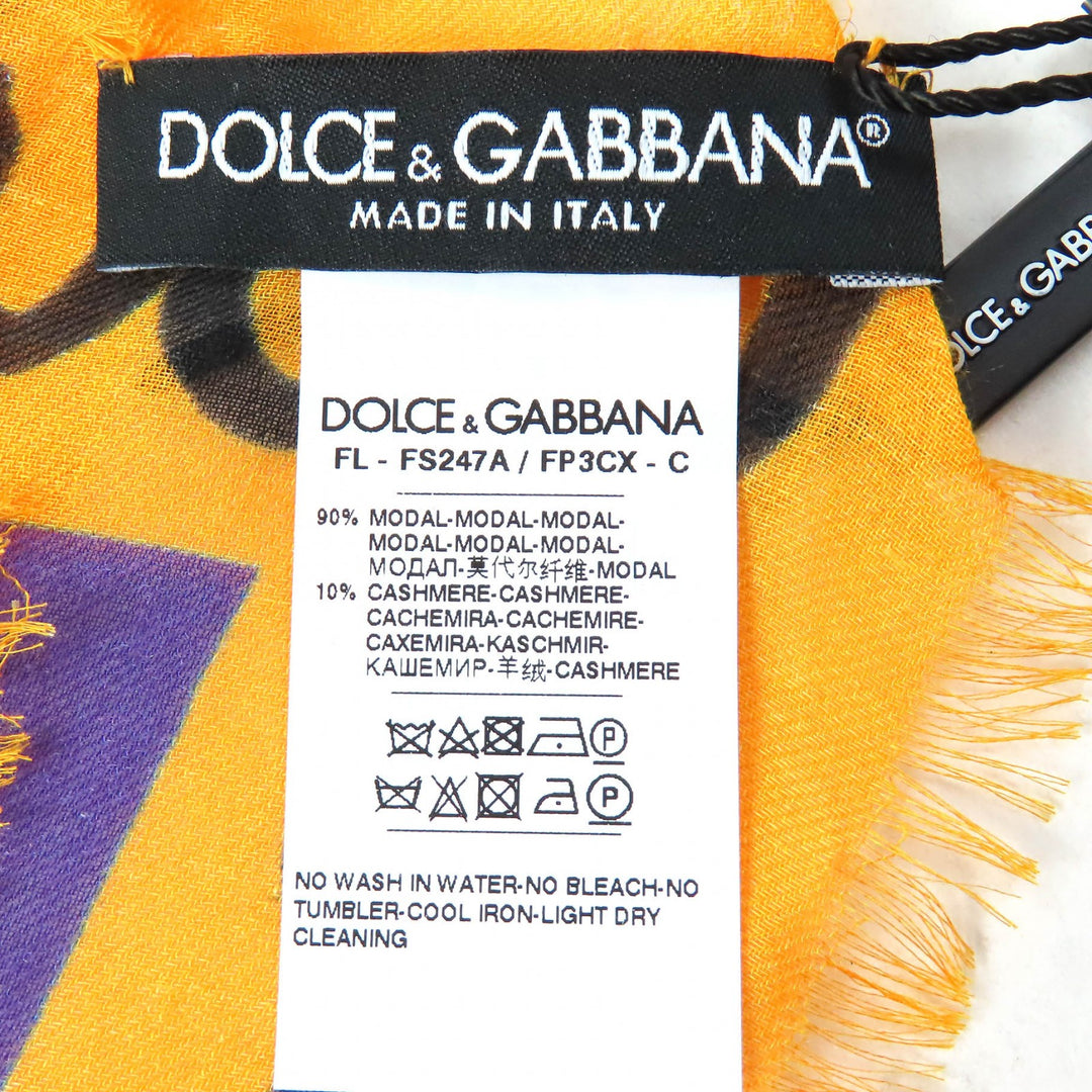 Pristine DOLCE&GABBANA Stall Black tag mini fringe shawl multicolor Modal