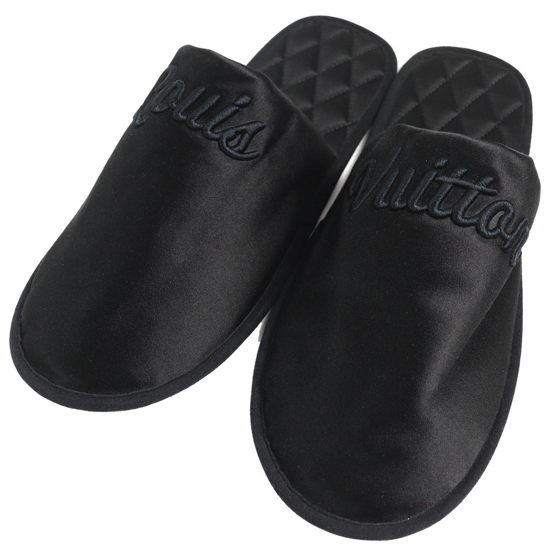 Excellent LOUIS VUITTON Other shoes Logo Embroidered Satin Slippers Room Shoes