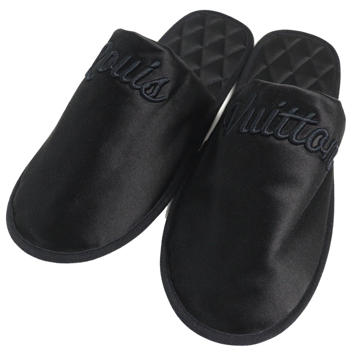 Excellent LOUIS VUITTON Other shoes Logo Embroidered Satin Slippers Room Shoes