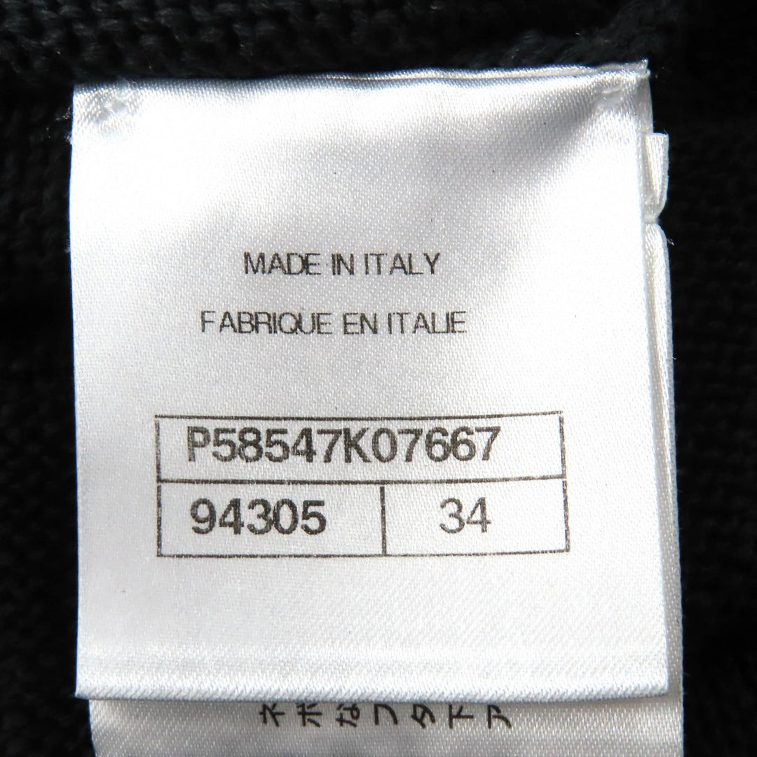 Great CHANEL Dresses Clear COCO Mark button openwork V-neck knit Navy cotton
