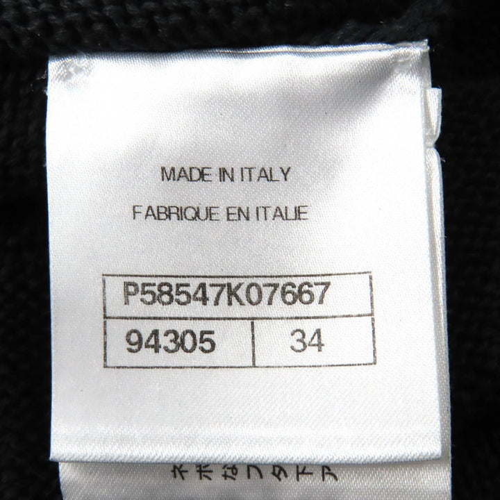Great CHANEL Dresses Clear COCO Mark button openwork V-neck knit Navy cotton