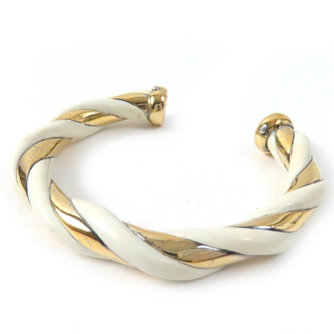 Very Good HERMES Bangle Twist Ivory Gold SV925 Women