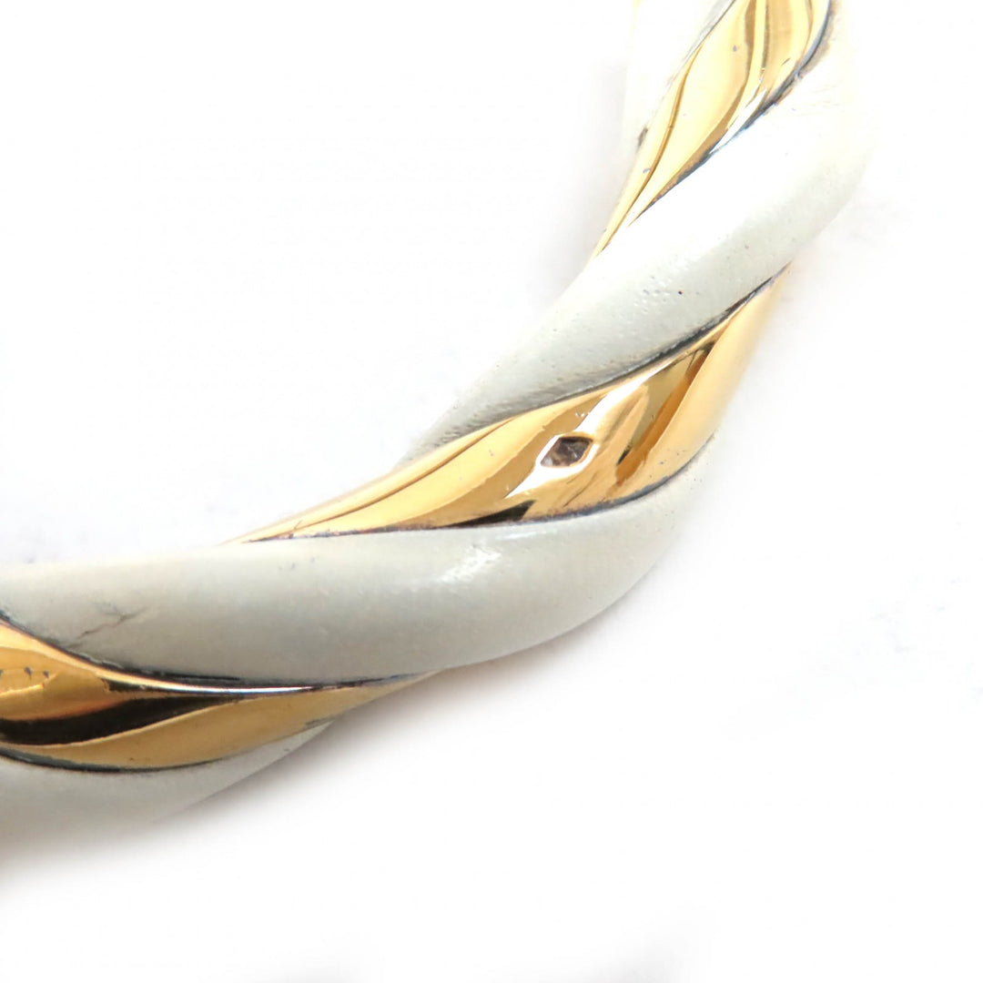 Very Good HERMES Bangle Twist Ivory Gold SV925 Women