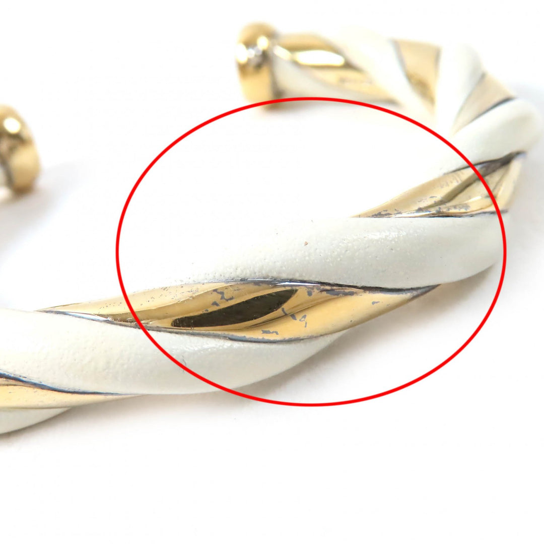 Very Good HERMES Bangle Twist Ivory Gold SV925 Women
