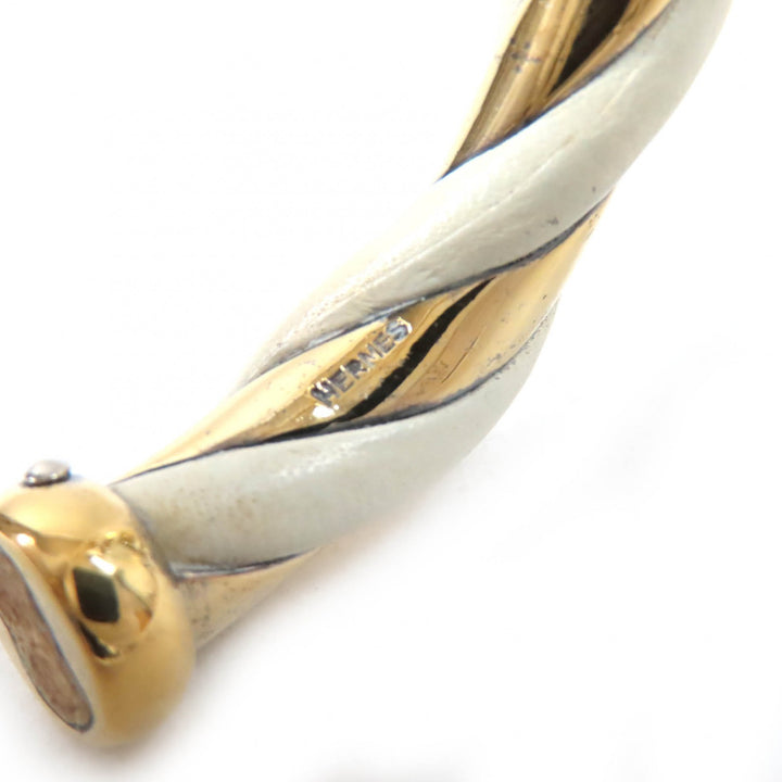 Very Good HERMES Bangle Twist Ivory Gold SV925 Women