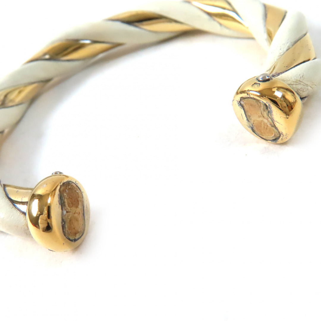 Very Good HERMES Bangle Twist Ivory Gold SV925 Women