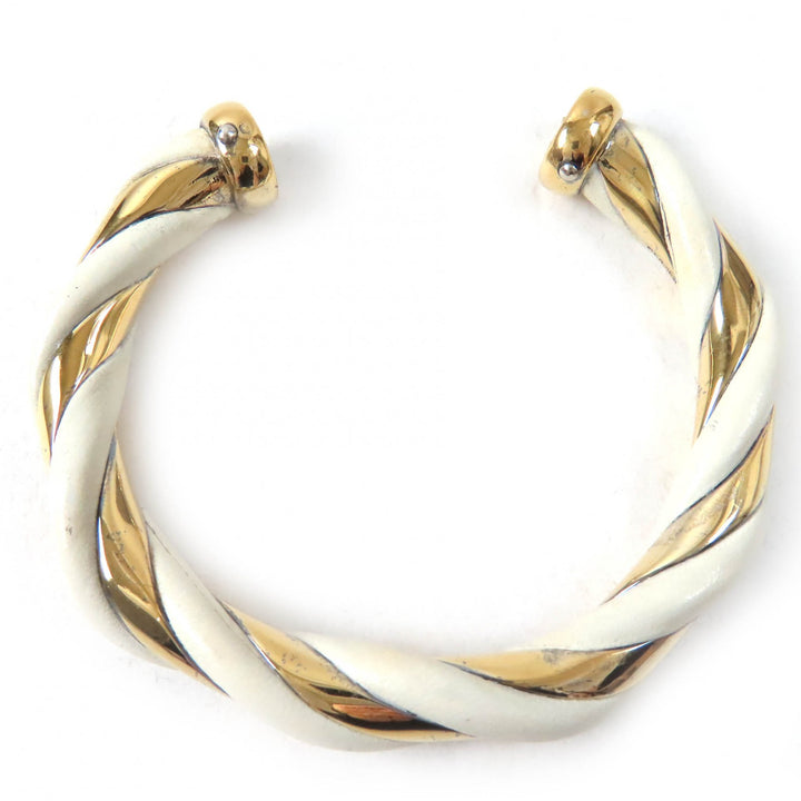 Very Good HERMES Bangle Twist Ivory Gold SV925 Women