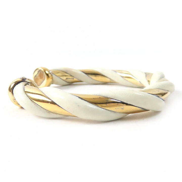 Very Good HERMES Bangle Twist Ivory Gold SV925 Women