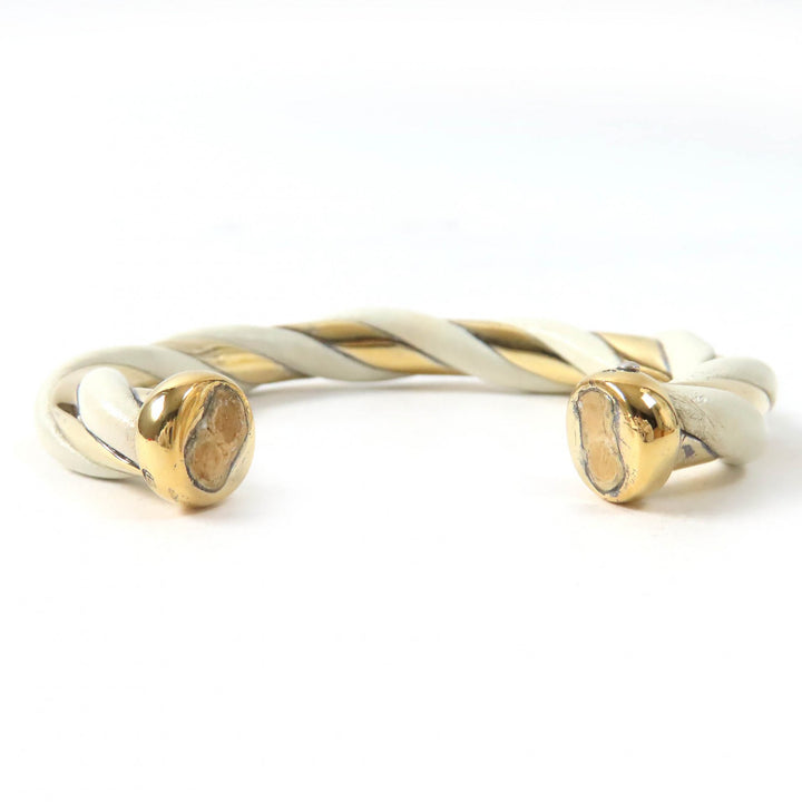 Very Good HERMES Bangle Twist Ivory Gold SV925 Women