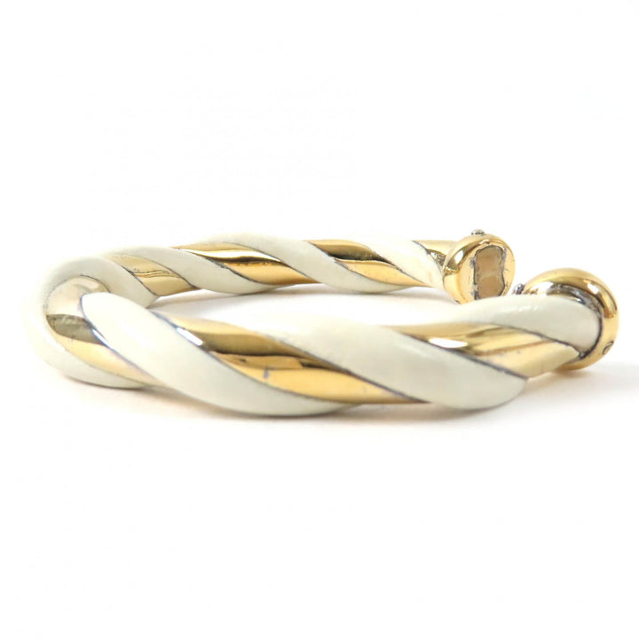 Very Good HERMES Bangle Twist Ivory Gold SV925 Women