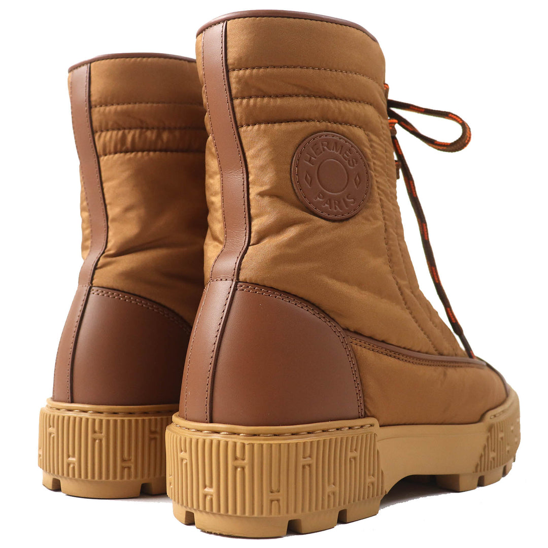 Great HERMES short boots fresh Logo Patch Leather Lace-Up Women 36