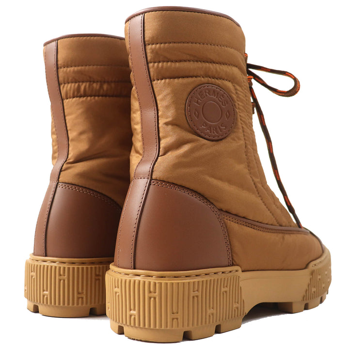 Great HERMES short boots fresh Logo Patch Leather Lace-Up Women 36