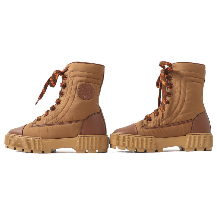 Great HERMES short boots fresh Logo Patch Leather Lace-Up Women 36
