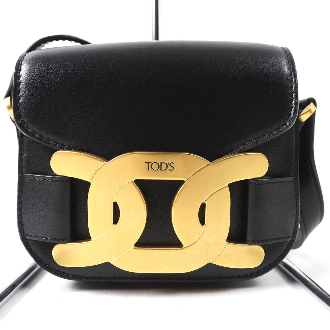 TOD’S Shoulder Bag Cross body KATE Mini logo embossed black×Gold leather