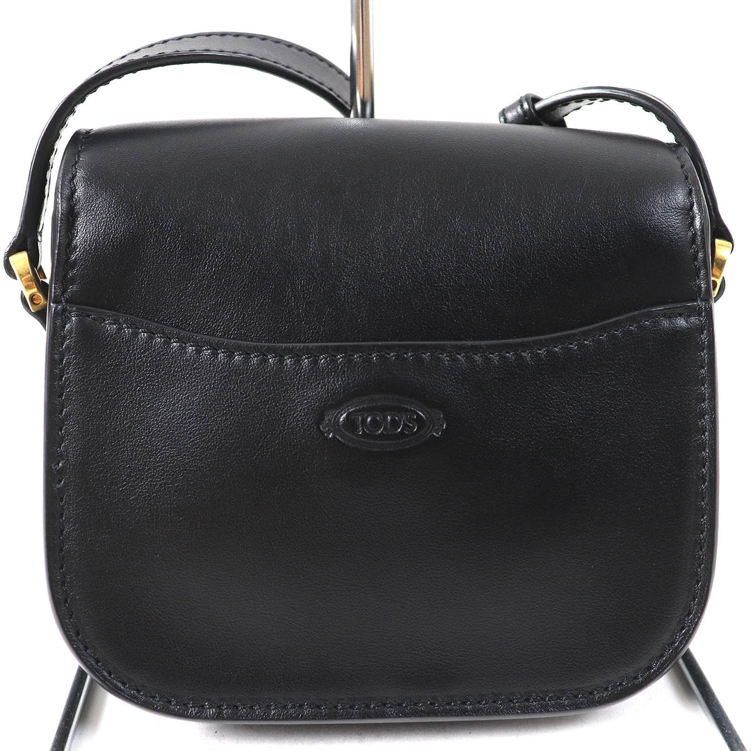 TOD’S Shoulder Bag Cross body KATE Mini logo embossed black×Gold leather