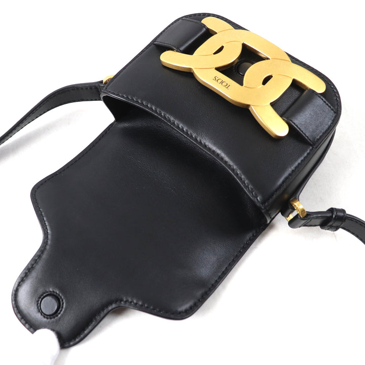TOD’S Shoulder Bag Cross body KATE Mini logo embossed black×Gold leather