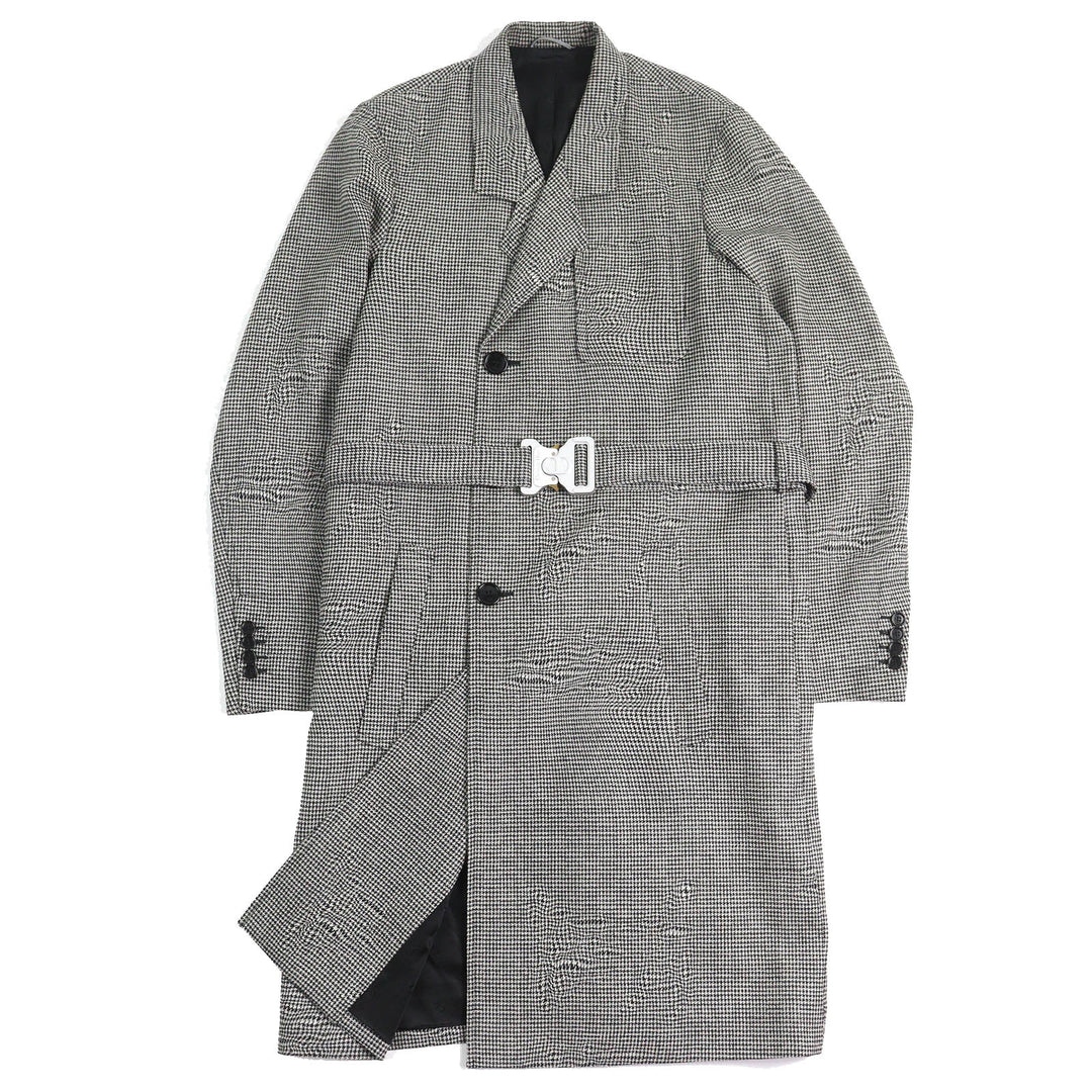 DIOR coat CD logo belt with houndstooth pattern long wool mens 44 933C307A4602