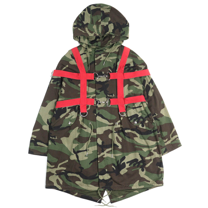 Pristine CELINE Mod coat Camouflage Pattern Harness Hoodie Coat 44 2W860494M