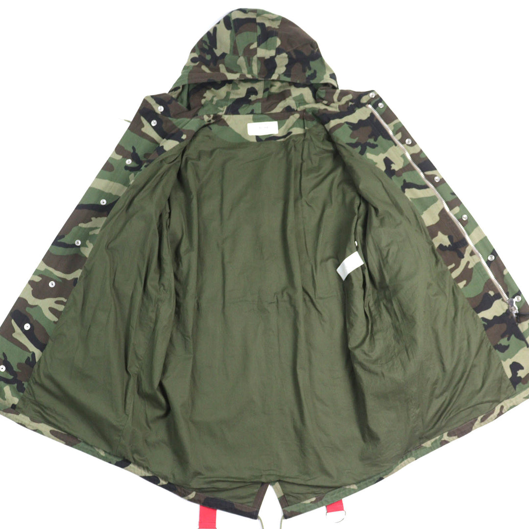 Pristine CELINE Mod coat Camouflage Pattern Harness Hoodie Coat 44 2W860494M