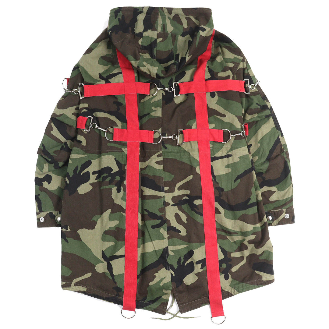 Pristine CELINE Mod coat Camouflage Pattern Harness Hoodie Coat 44 2W860494M