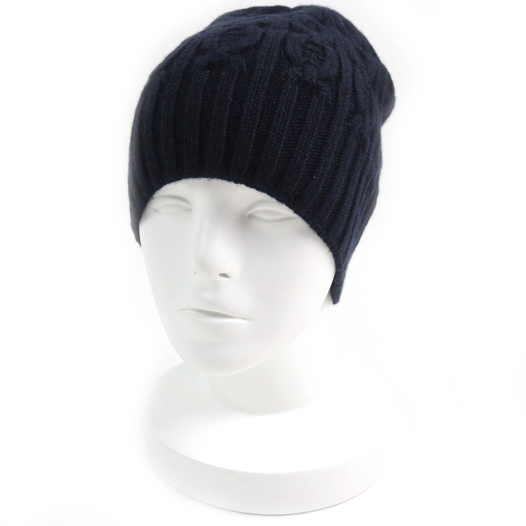Excellent HERMES Knit cap Chaine d'Ancre KnitGloves, Knit Cap, Knit Hat Navy cashmere mens