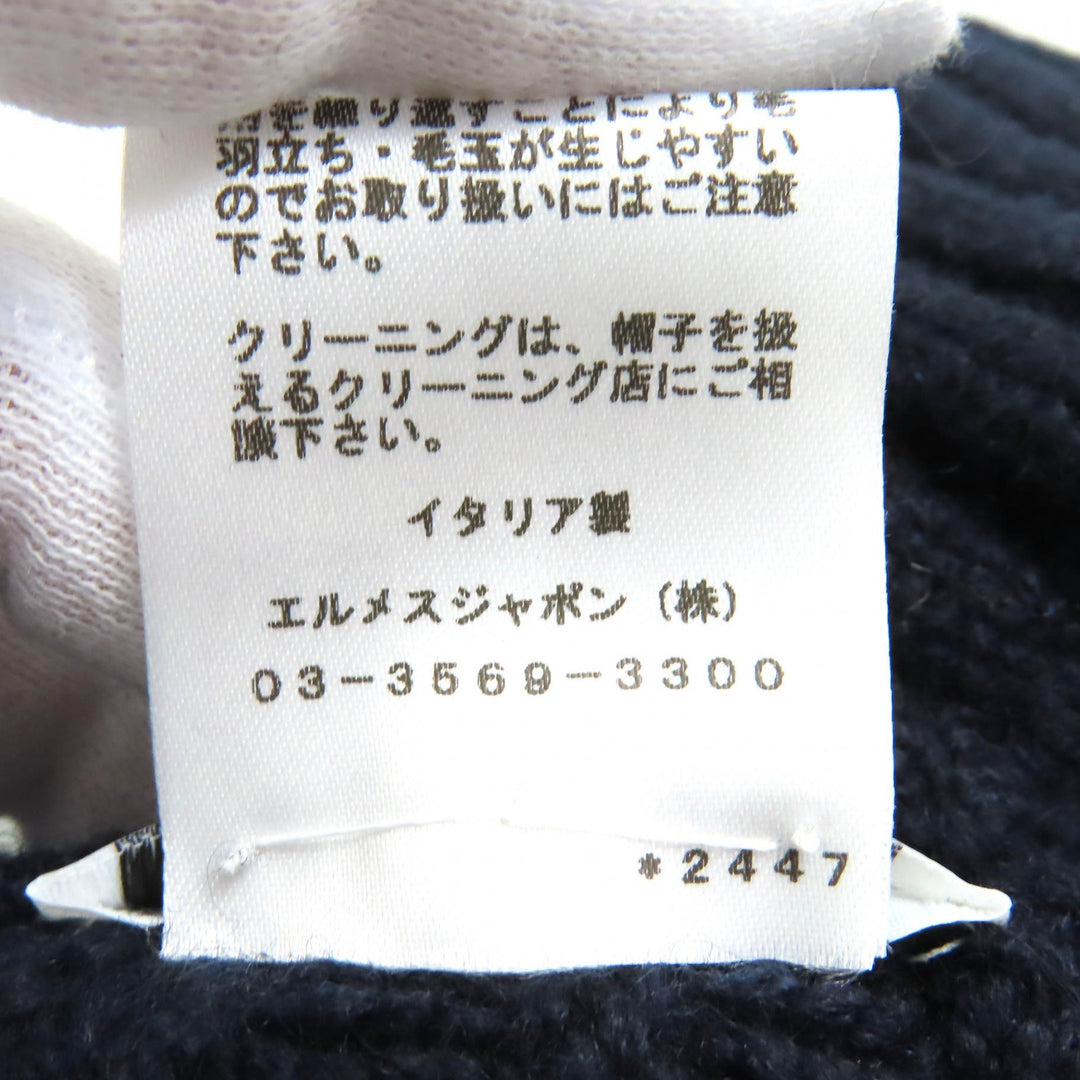 Excellent HERMES Knit cap Chaine d'Ancre KnitGloves, Knit Cap, Knit Hat Navy cashmere mens