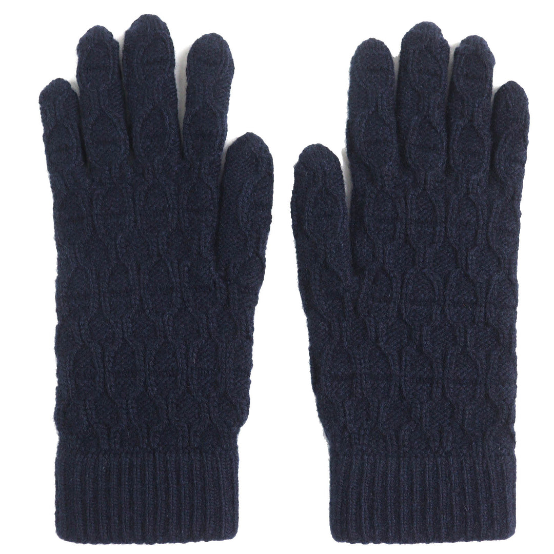 Excellent HERMES Knit cap Chaine d'Ancre KnitGloves, Knit Cap, Knit Hat Navy cashmere mens