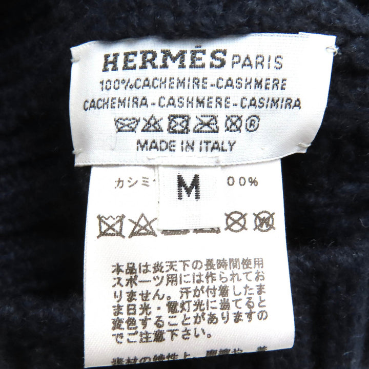 Excellent HERMES Knit cap Chaine d'Ancre KnitGloves, Knit Cap, Knit Hat Navy cashmere mens