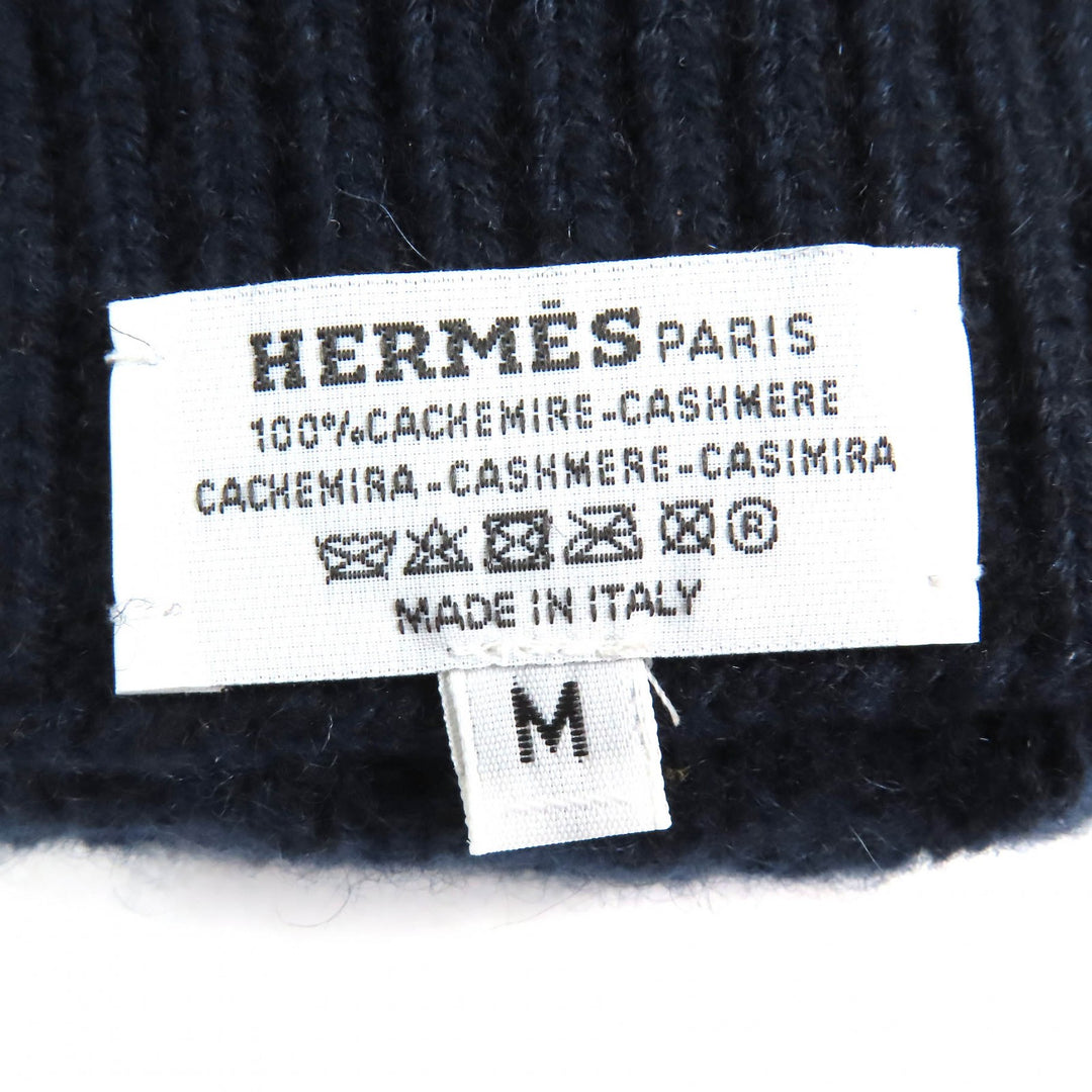 Excellent HERMES Knit cap Chaine d'Ancre KnitGloves, Knit Cap, Knit Hat Navy cashmere mens