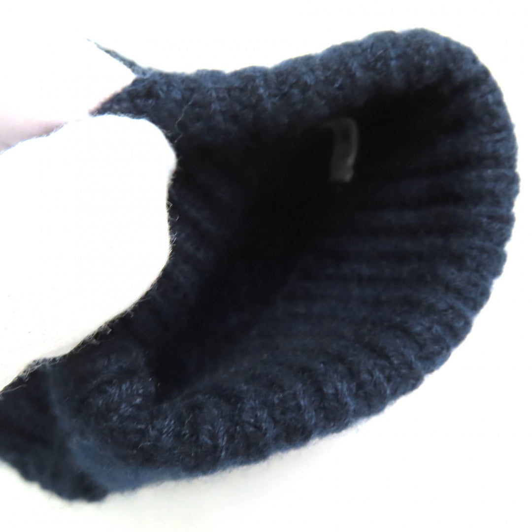 Excellent HERMES Knit cap Chaine d'Ancre KnitGloves, Knit Cap, Knit Hat Navy cashmere mens