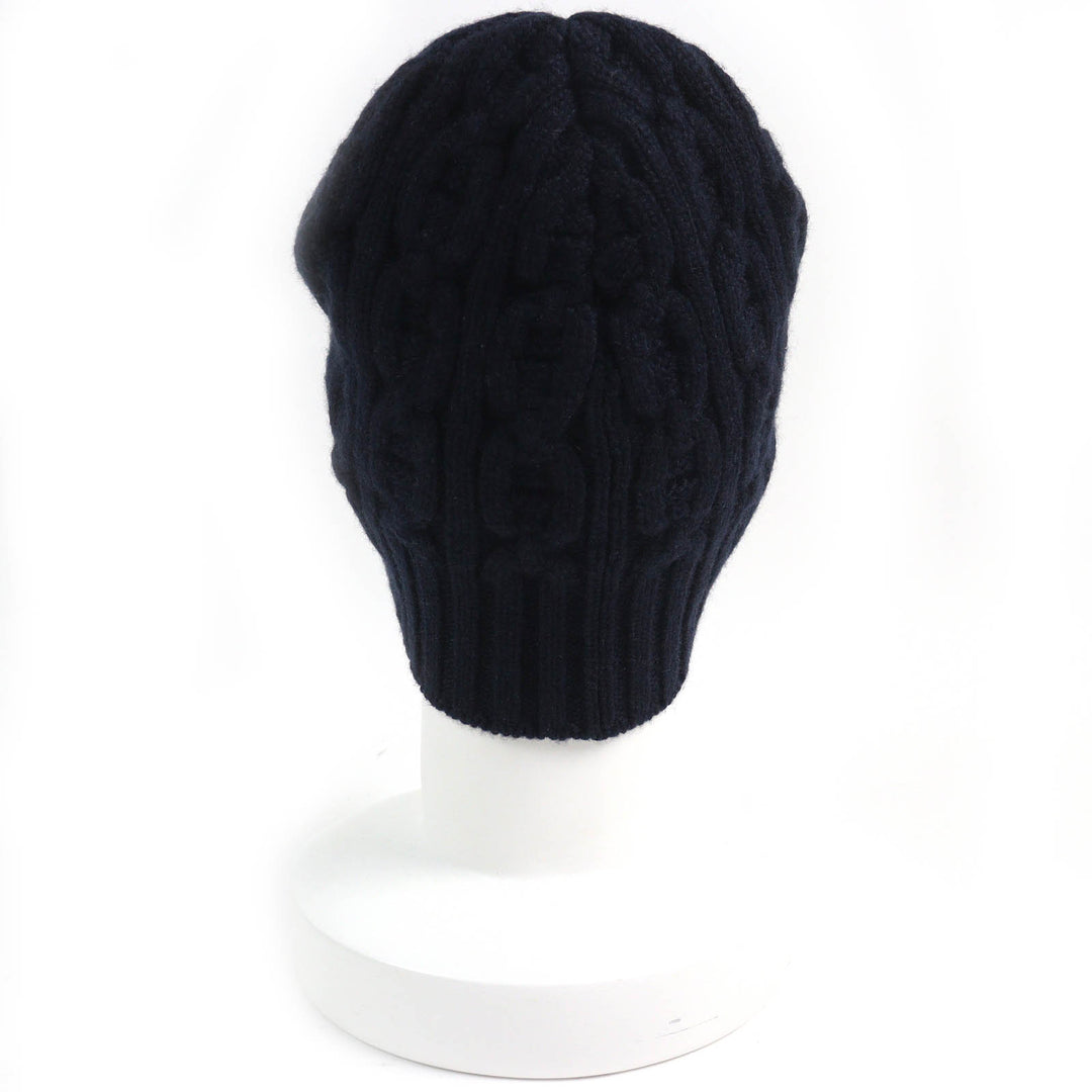 Excellent HERMES Knit cap Chaine d'Ancre KnitGloves, Knit Cap, Knit Hat Navy cashmere mens