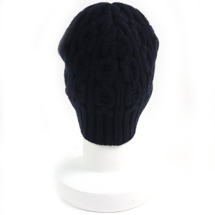 Excellent HERMES Knit cap Chaine d'Ancre KnitGloves, Knit Cap, Knit Hat Navy