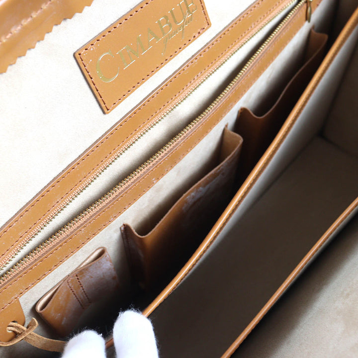 CIMABUE Business bag Alexander Dulles Bag Bridle leather Camel leather mens