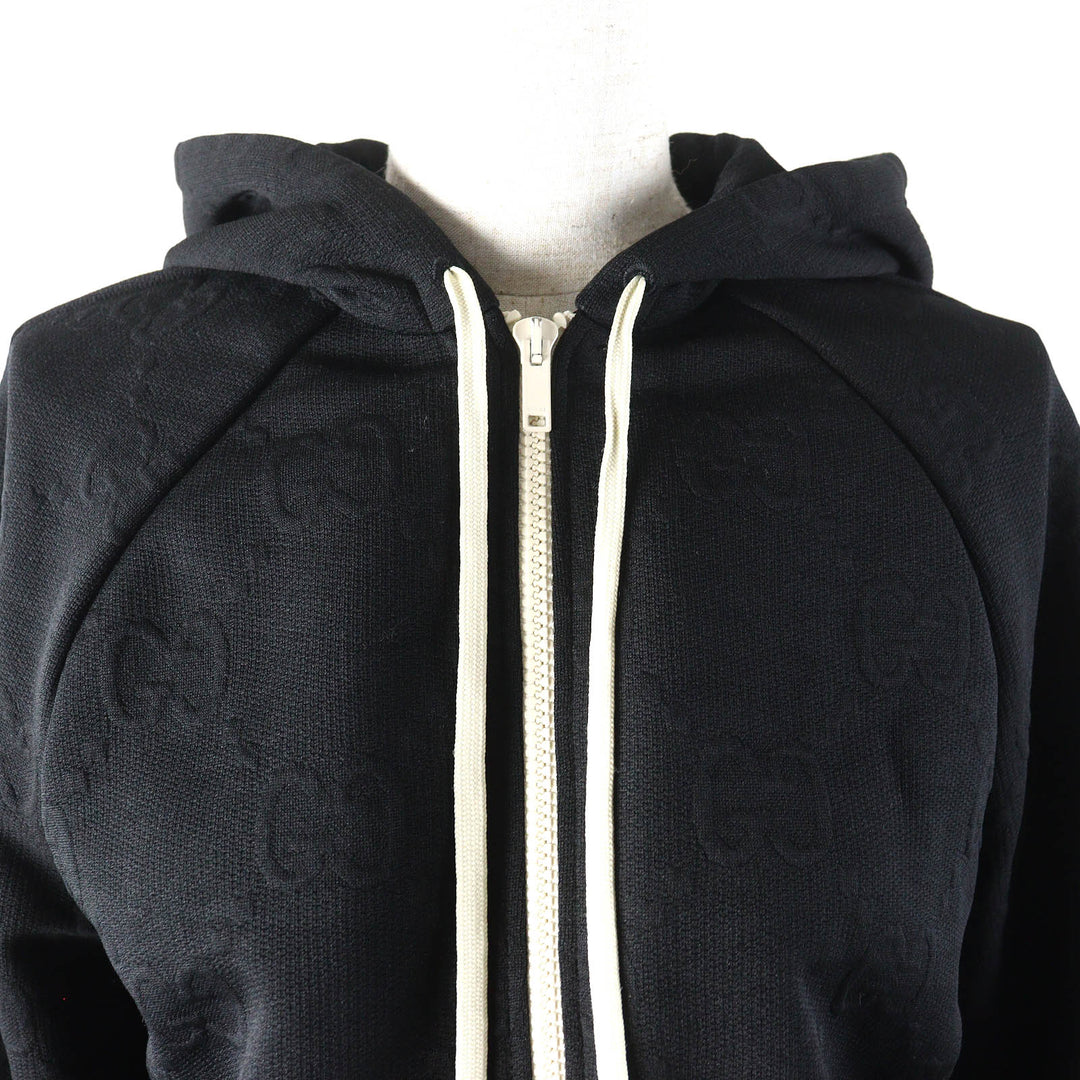 Excellent GUCCI Parker Oversized GG embossed GG logo jersey jacquard black Women XS 661783