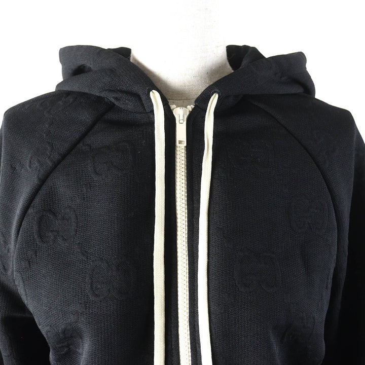 Excellent GUCCI Parker Oversized GG embossed GG logo jersey jacquard black Women XS 661783